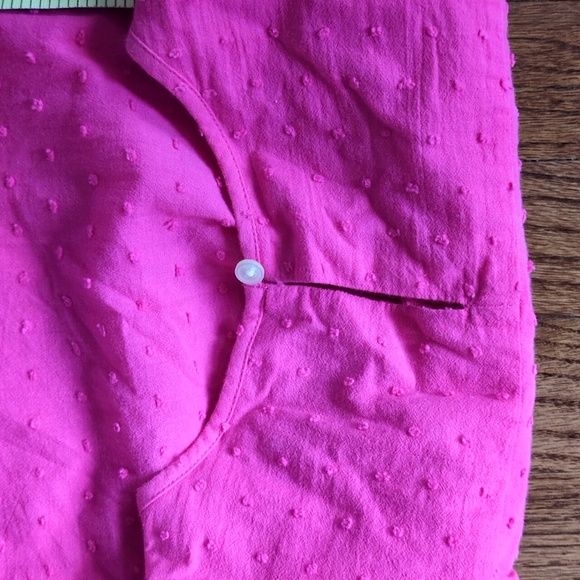 LOFT Vibrant Pink Clip Dot Ruffle Blouse Valentine's Day - Picture 6 of 7